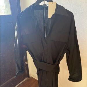 Zara Elegant Black button up with wrap Belt